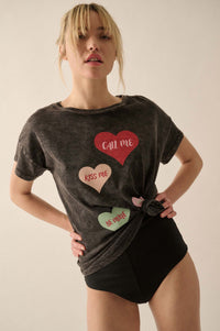 Valentine Hearts Vintage-Wash Graphic Tee - ShopPromesa