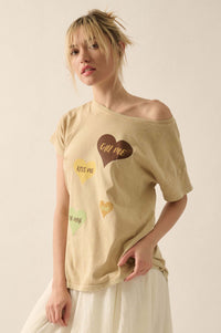 Valentine Hearts Vintage-Wash Graphic Tee - ShopPromesa