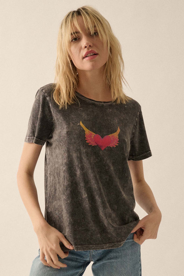 Wings of Love Vintage-Wash Graphic Tee - ShopPromesa