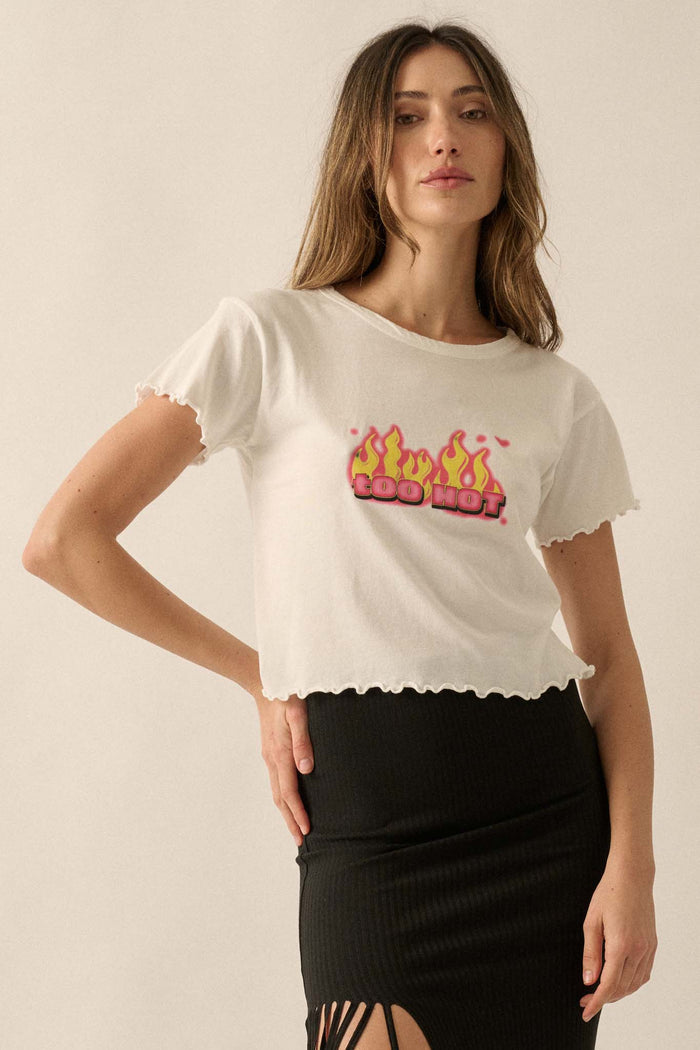 Too Hot Cropped Lettuce-Edge Graphic Baby Tee - ShopPromesa