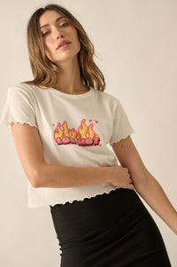 Too Hot Cropped Lettuce-Edge Graphic Baby Tee - ShopPromesa