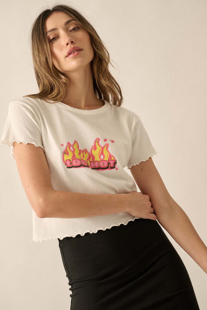 Too Hot Cropped Lettuce-Edge Graphic Baby Tee - ShopPromesa