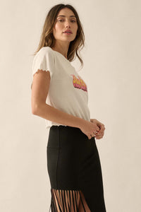 Too Hot Cropped Lettuce-Edge Graphic Baby Tee - ShopPromesa