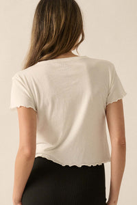 Too Hot Cropped Lettuce-Edge Graphic Baby Tee - ShopPromesa