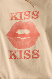 Kiss Kiss Distressed Sleeveless Graphic Tee - ShopPromesa