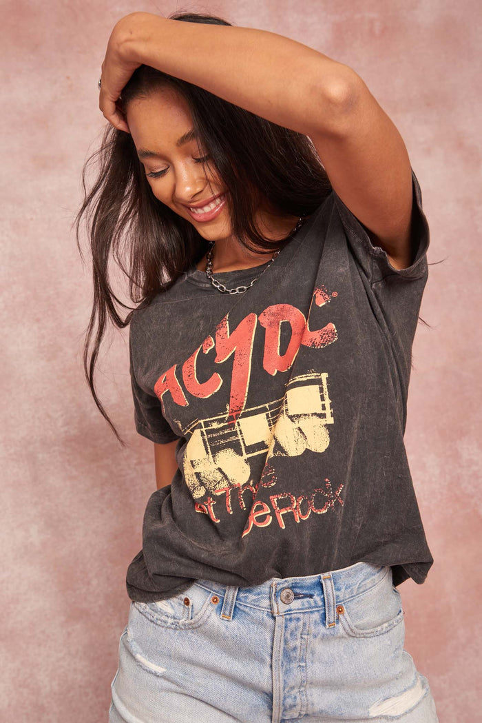 AC/DC Let There Be Rock Vintage-Wash Graphic Tee - ShopPromesa