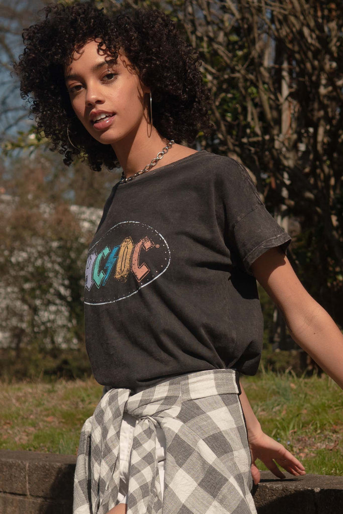 AC/DC Multicolor Logo Vintage-Wash Graphic Tee - ShopPromesa