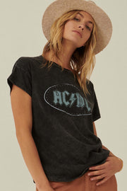 AC/DC Studded Logo Vintage-Wash Graphic Tee - ShopPromesa