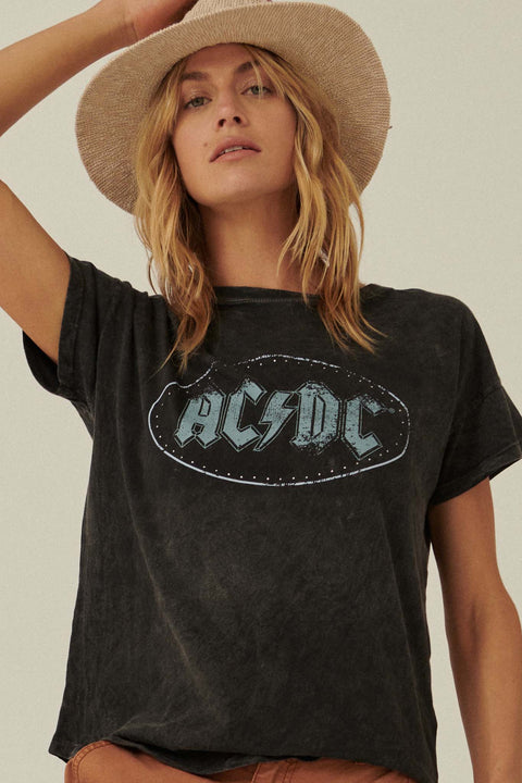 AC/DC Studded Logo Vintage-Wash Graphic Tee - ShopPromesa