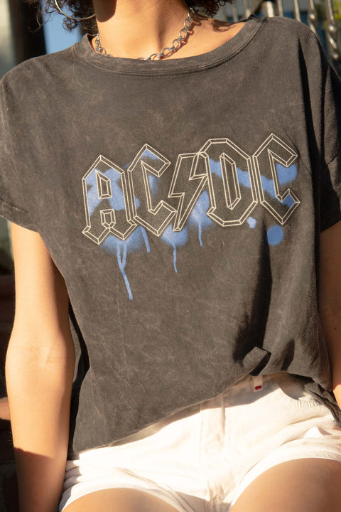 AC/DC Graffiti Logo Vintage-Wash Graphic Tee - ShopPromesa