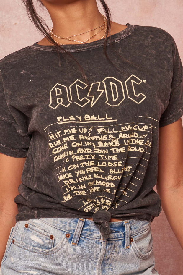 AC/DC Play Ball Lyrics Vintage-Wash Graphic Tee - ShopPromesa