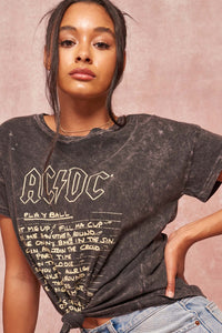 AC/DC Play Ball Lyrics Vintage-Wash Graphic Tee - ShopPromesa