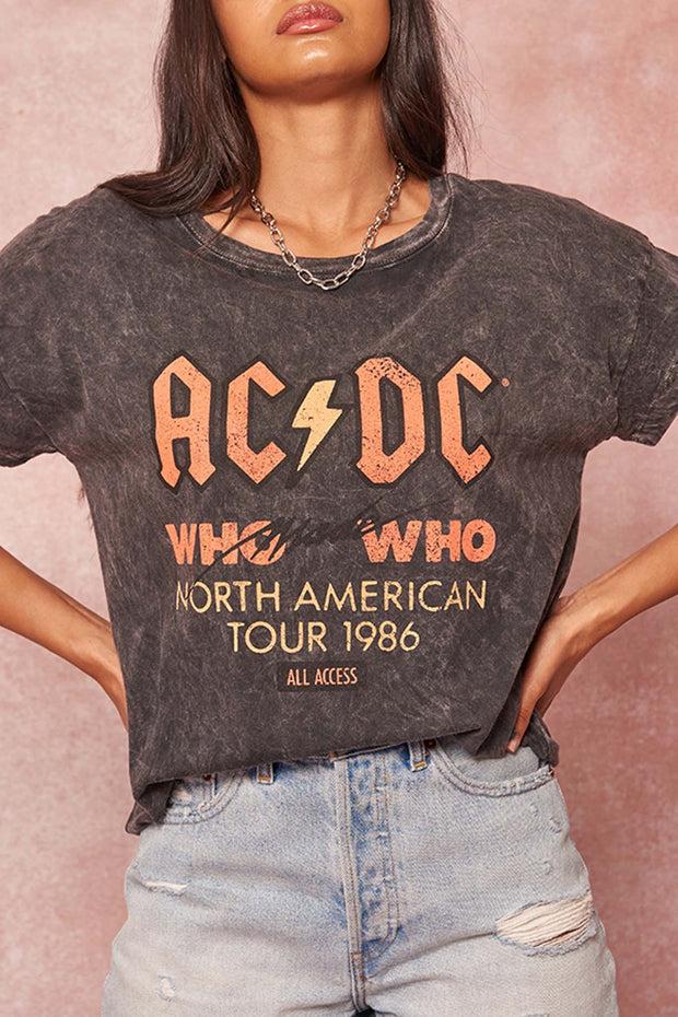 AC/DC Who Made Who Vintage-Wash Graphic Tee - ShopPromesa