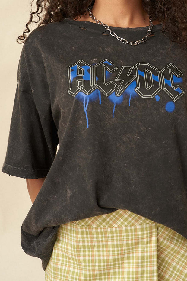 AC/DC Graffiti Logo Distressed Graphic Tee - ShopPromesa