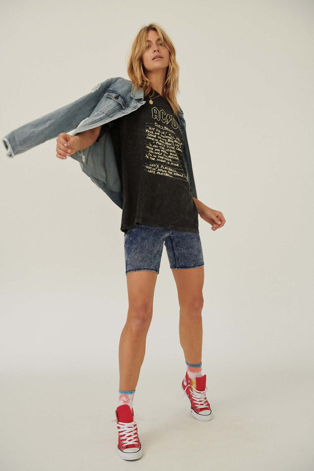 AC/DC Play Ball Oversize Vintage-Wash Graphic Tee - ShopPromesa