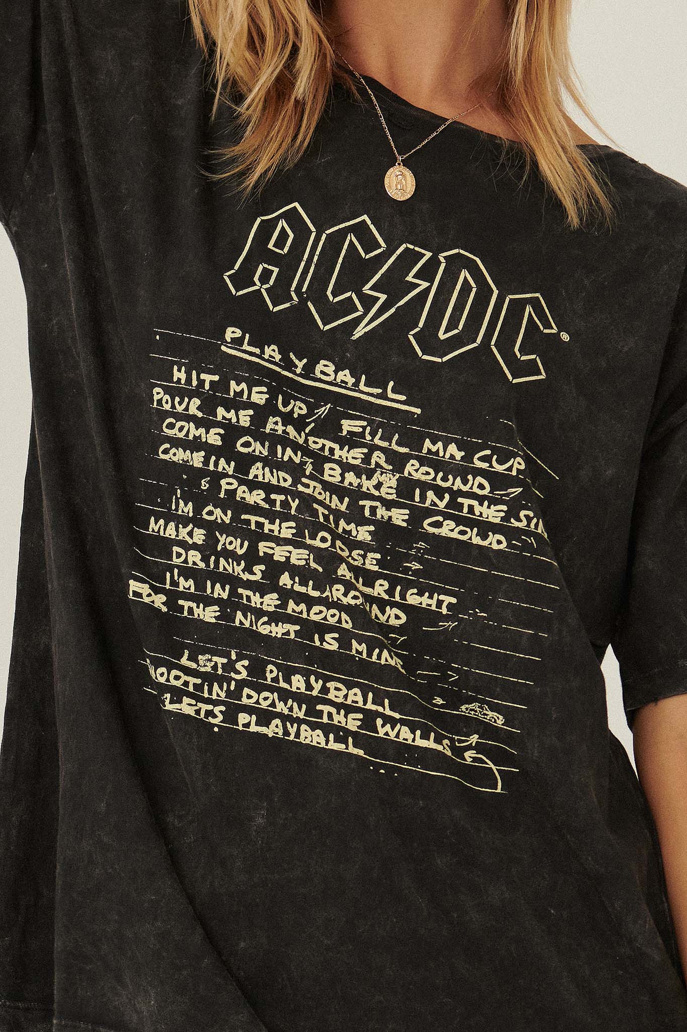 AC/DC Play Ball Oversize Vintage-Wash Graphic Tee - ShopPromesa