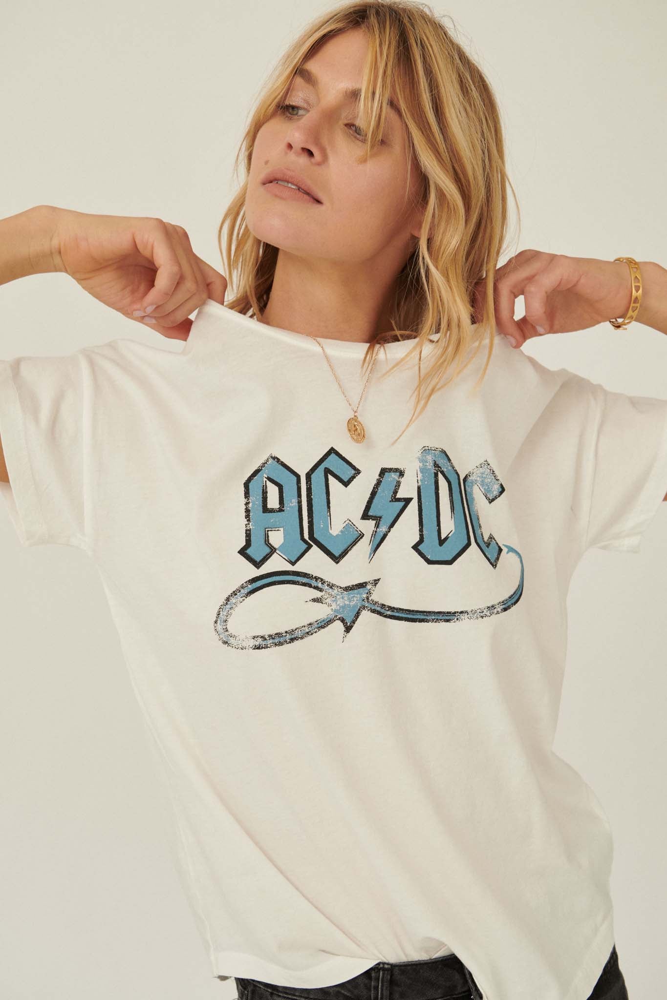 AC/DC Blue Devil Vintage-Print Graphic Tee - ShopPromesa