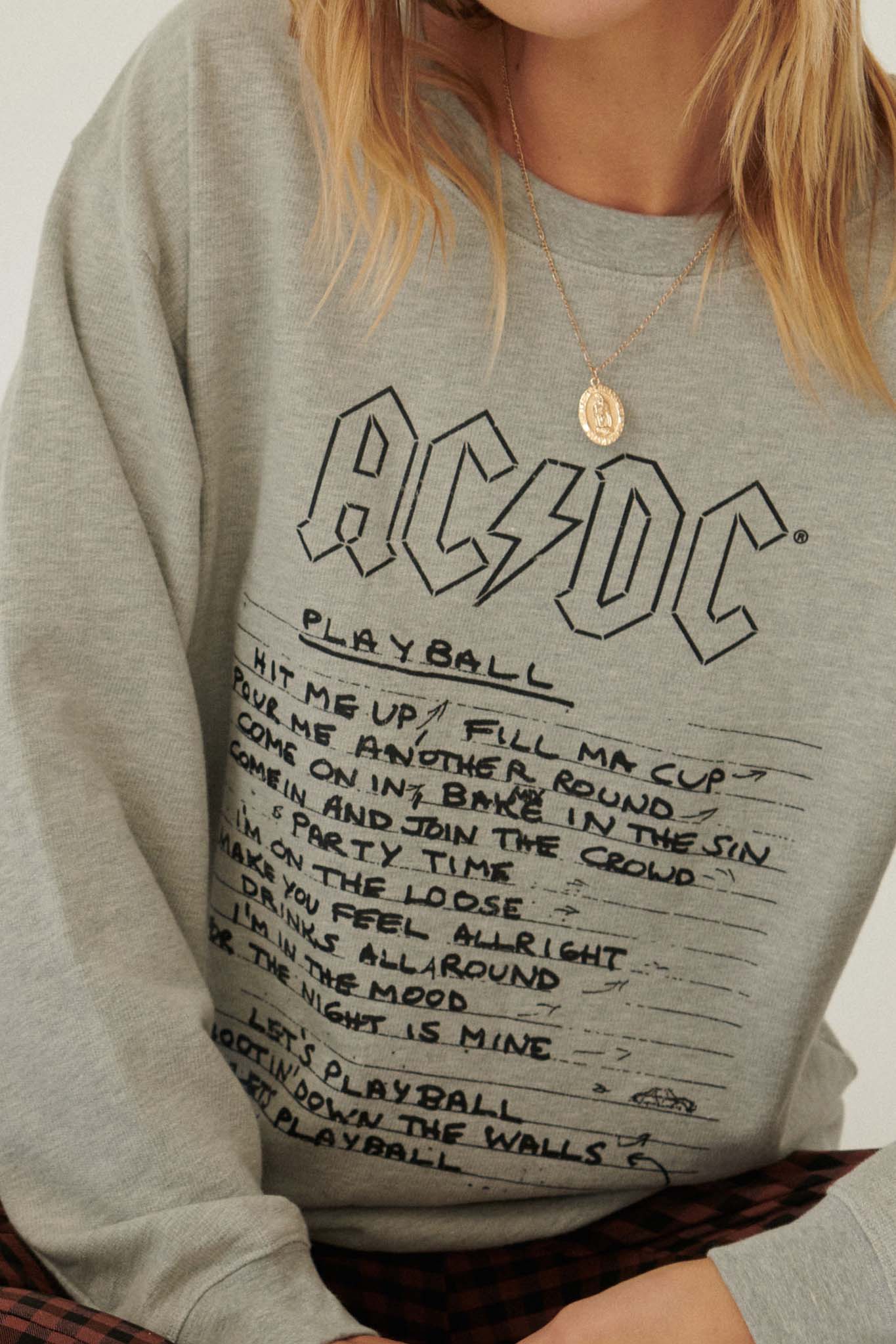 AC/DC Play Ball Lyrics Graphic Sweatshirt - ShopPromesa