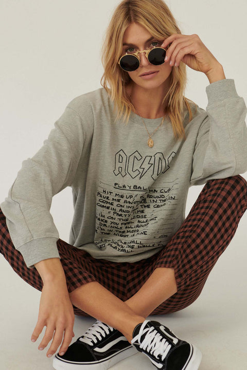 AC/DC Play Ball Lyrics Graphic Sweatshirt - ShopPromesa