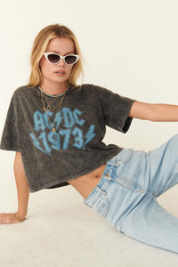 AC/DC 1973 Vintage-Wash Cropped Graphic Tee - ShopPromesa