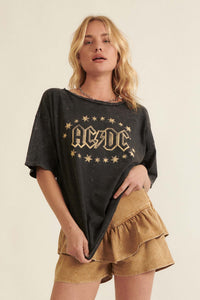 AC/DC Stars Logo Distressed Graphic Tee - ShopPromesa