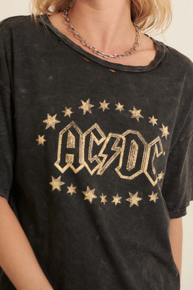 AC/DC Stars Logo Distressed Graphic Tee - ShopPromesa