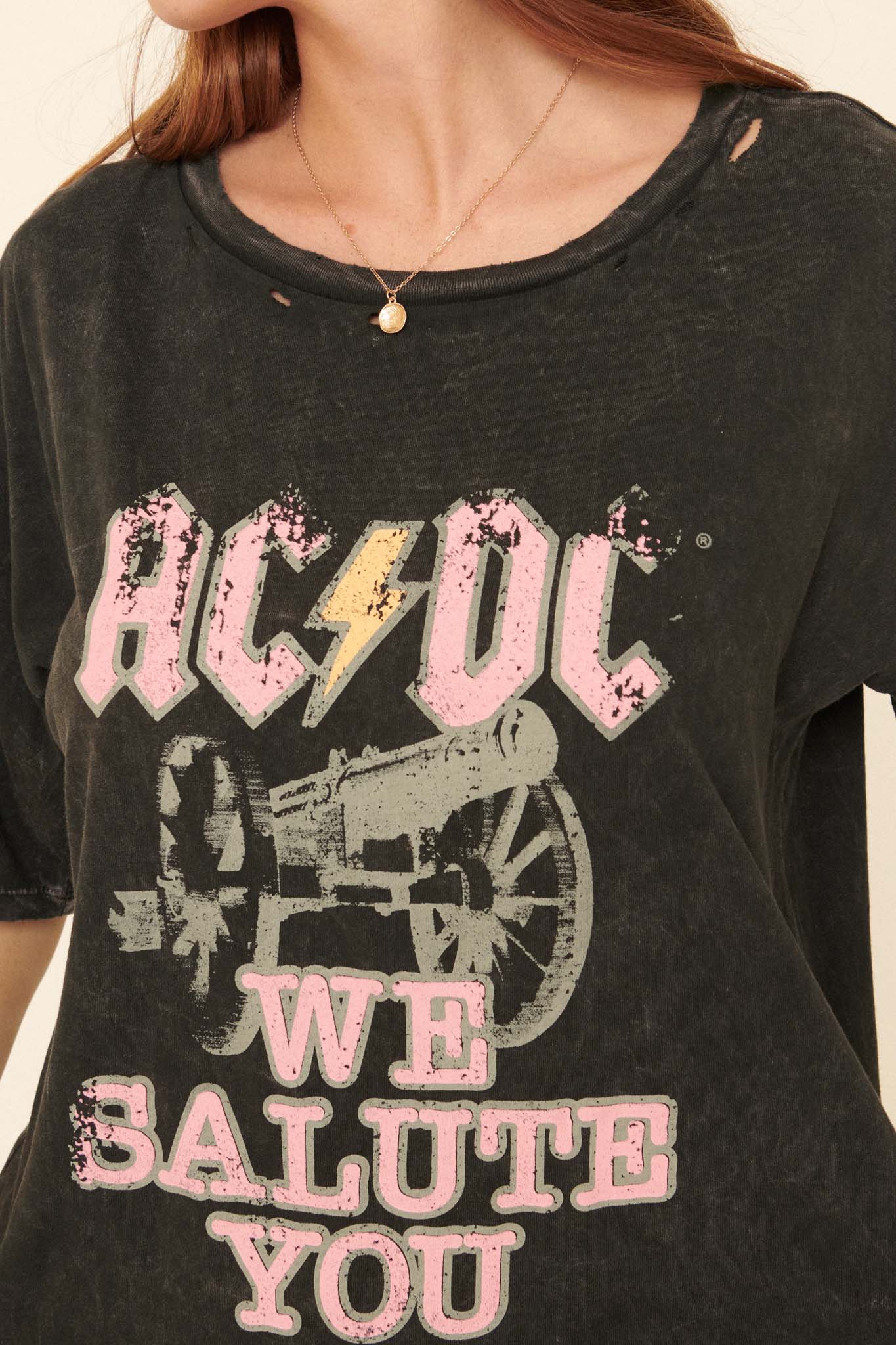 AC/DC We Salute You Distressed Graphic Tee - ShopPromesa