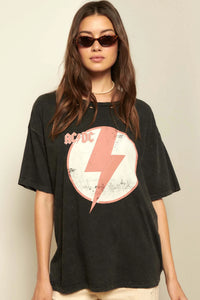 AC/DC Lightning Bolt Distressed Graphic Tee - ShopPromesa