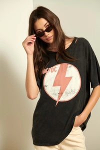 AC/DC Lightning Bolt Distressed Graphic Tee - ShopPromesa