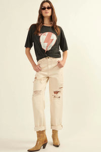 AC/DC Lightning Bolt Distressed Graphic Tee - ShopPromesa