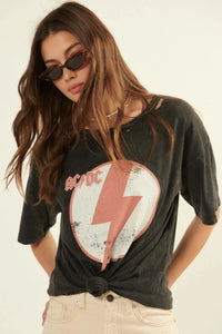 AC/DC Lightning Bolt Distressed Graphic Tee - ShopPromesa