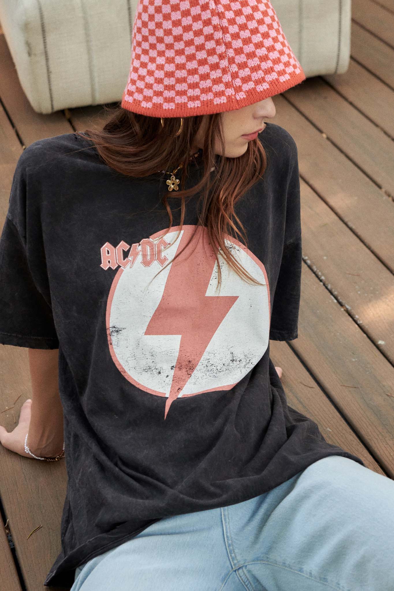 AC/DC Lightning Bolt Distressed Graphic Tee - ShopPromesa