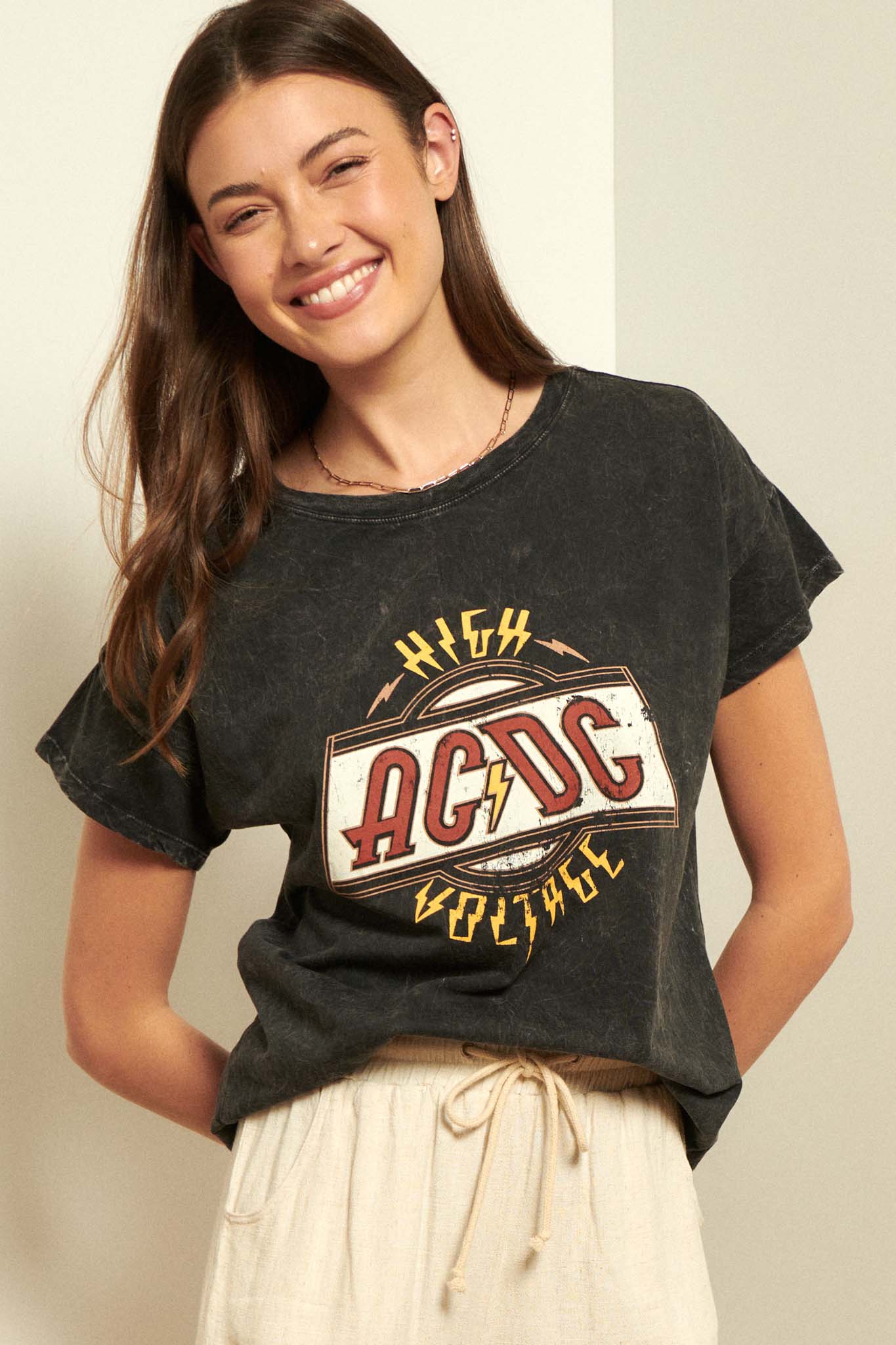 AC/DC High Voltage Vintage-Wash Graphic Tee - ShopPromesa