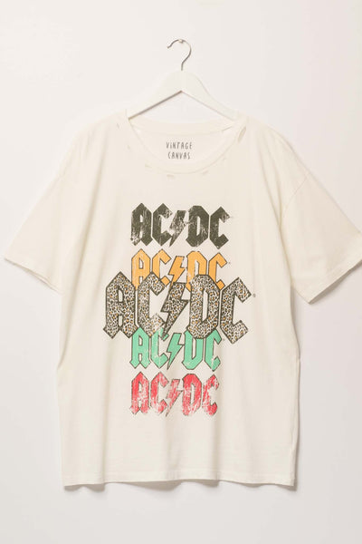 AC/DC Distressed Oversize Logo Graphic Tee - ShopPromesa