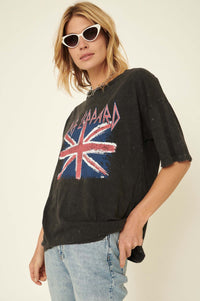 Def Leppard Union Jack Distressed Graphic Tee - ShopPromesa