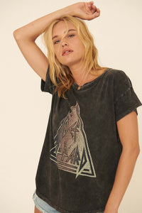 Def Leppard Vintage-Wash Logo Graphic Tee - ShopPromesa