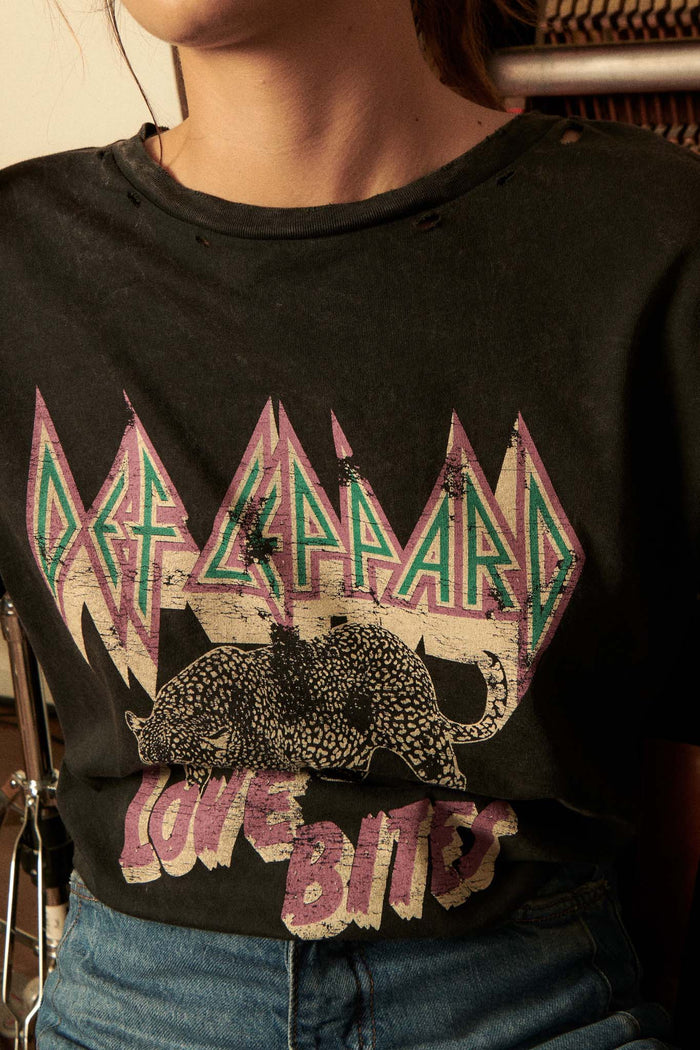 Def Leppard Love Bites Leopard Graphic Tee - ShopPromesa