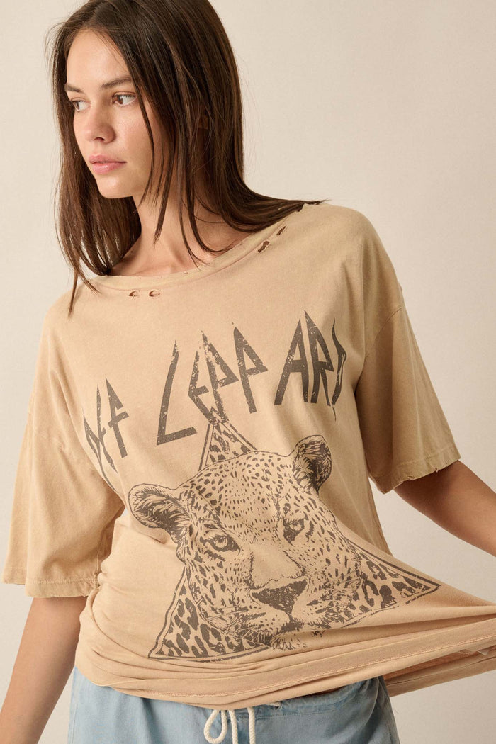 Def Leppard Distressed Oversize Graphic Tee - ShopPromesa