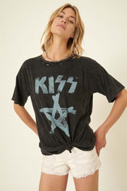 KISS Painted Star Distressed Graphic Tee - ShopPromesa