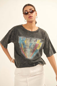 KISS Logo Distressed Vintage-Wash Graphic Tee - ShopPromesa