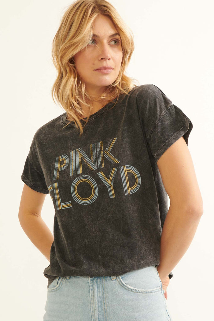 Pink Floyd Logo Vintage-Wash Graphic Tee - ShopPromesa