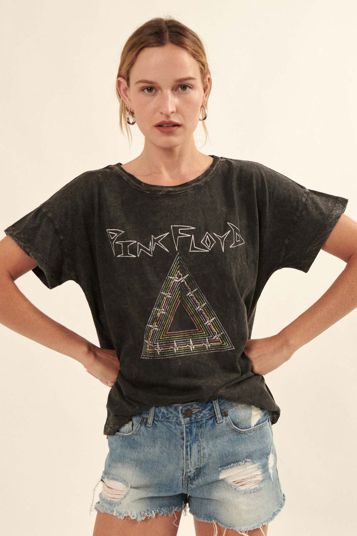 Pink Floyd Triangle Vintage-Wash Graphic Tee - ShopPromesa