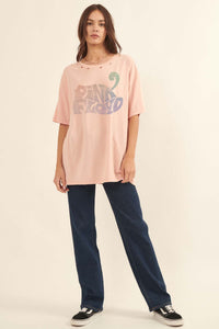 Pink Floyd Logo Distressed Oversize Graphic Tee - ShopPromesa