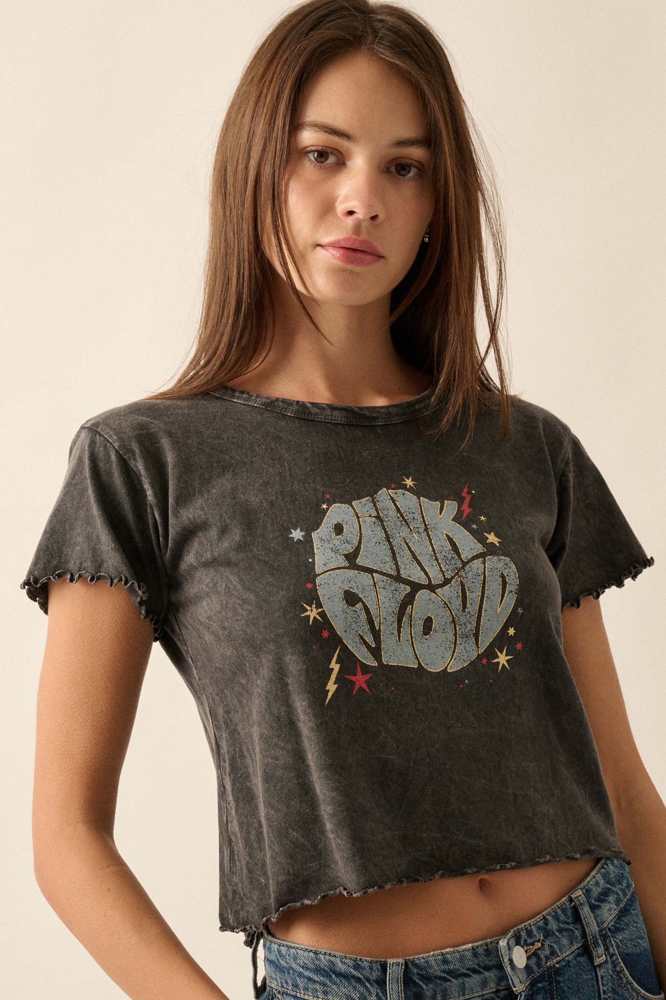 Pink Floyd Logo Vintage-Wash Graphic Baby Tee - ShopPromesa