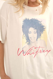 Whitney Houston Portrait Distressed Graphic Tee - ShopPromesa