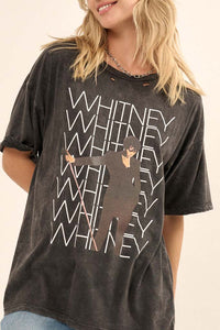 Whitney Houston On Stage Vintage-Wash Graphic Tee - ShopPromesa