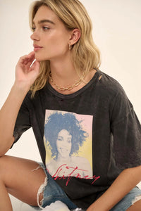 Whitney Houston Portrait Distressed Graphic Tee - ShopPromesa