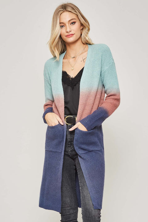 Shades of You Ombre Open-Front Longline Cardigan - ShopPromesa