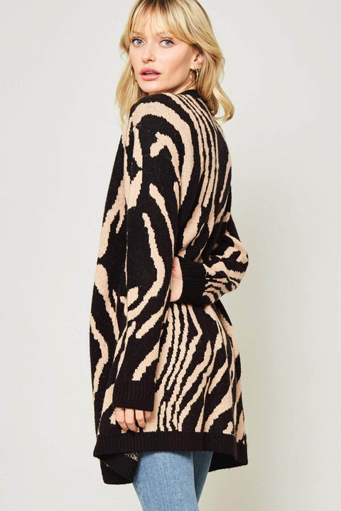 Tiger Lily Tiger Stripe Open-Front Knit Cardigan - ShopPromesa