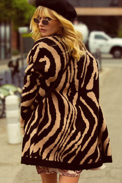 Tiger Lily Tiger Stripe Open-Front Knit Cardigan - ShopPromesa